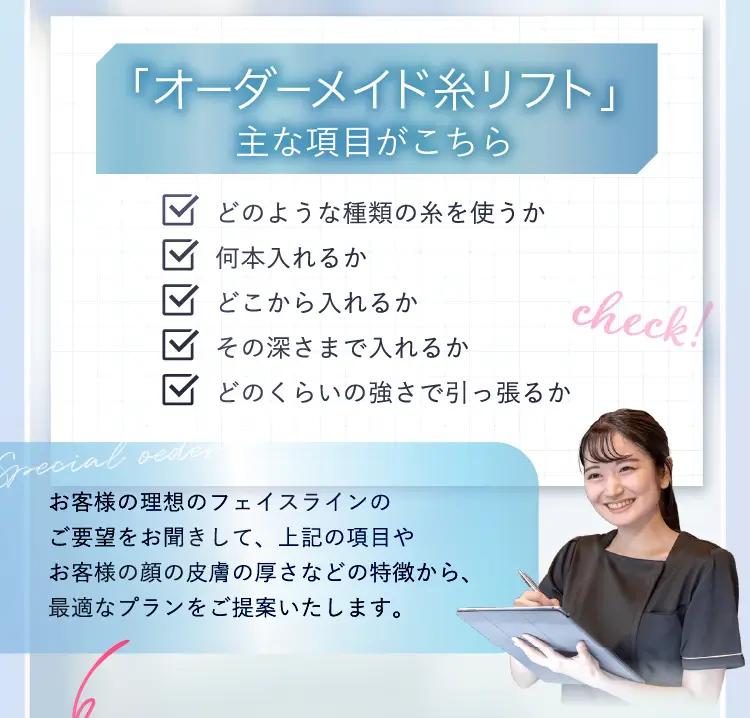 オーダーメイド糸リフト主な項目