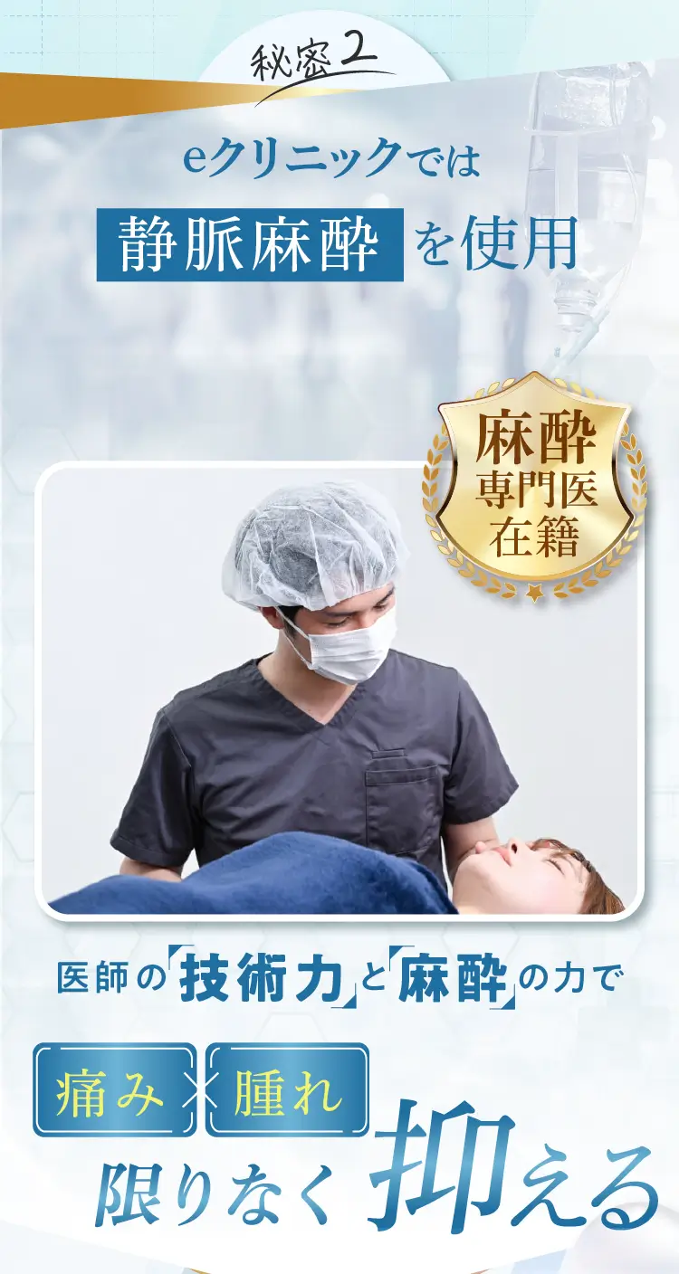 医師の技術と麻酔の力で痛み腫れ限りなくゼロへ