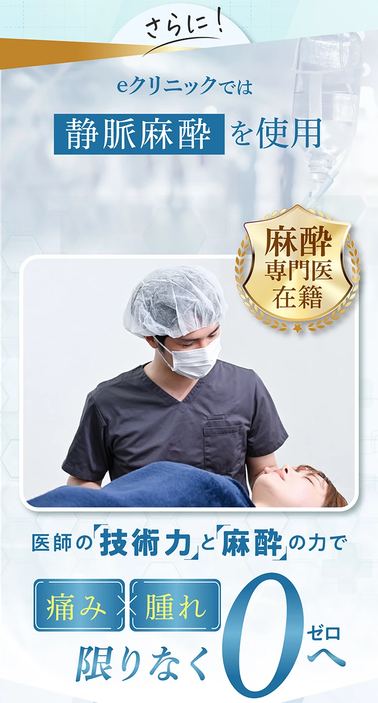 医師の技術と麻酔の力で痛み腫れ限りなくゼロへ